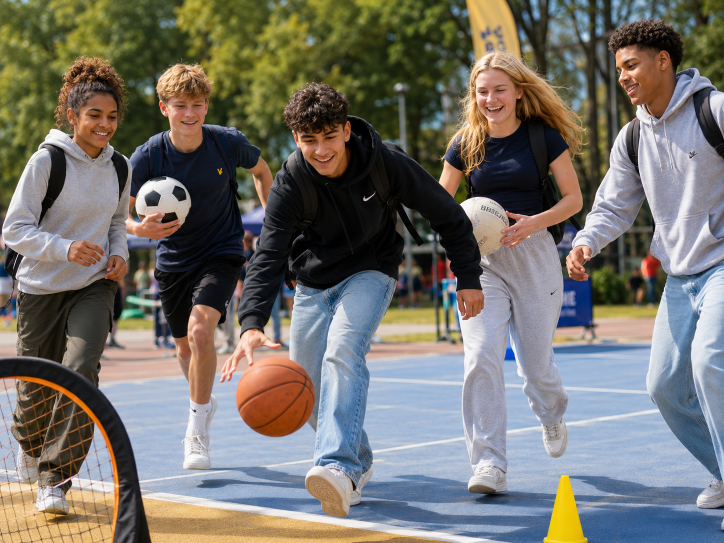basketballende jongeren