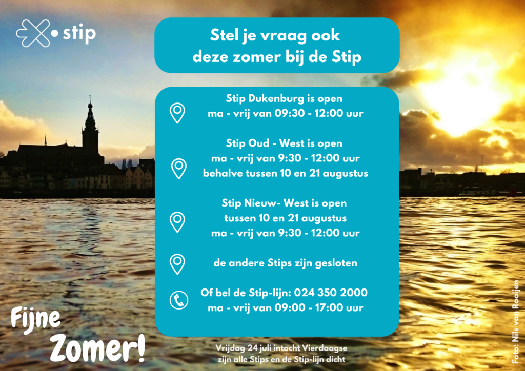flyer met stip zomer openingstijden